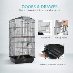 59.8 in. Wrought Iron Bird Cage with Play Top and Rolling Stand by VIVOHOME -Cheap Bird & Wildlife Supplies Store wrought iron vivohome bird houses x0027n7zqb 4f 1000