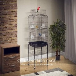 59.8 in. Wrought Iron Bird Cage with Play Top and Rolling Stand by VIVOHOME -Cheap Bird & Wildlife Supplies Store wrought iron vivohome bird houses x0027n7zqb fa 1000