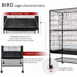 53 in. Wrought Iron Large Bird Cage with Rolling Stand by VIVOHOME 9 53 in. Wrought Iron Large Bird Cage with Rolling Stand by VIVOHOME -Cheap Bird & Wildlife Supplies Store wrought iron vivohome bird houses x002bvl50v 1f 1000