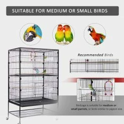 53 in. Wrought Iron Large Bird Cage with Rolling Stand by VIVOHOME 10 53 in. Wrought Iron Large Bird Cage with Rolling Stand by VIVOHOME -Cheap Bird & Wildlife Supplies Store wrought iron vivohome bird houses x002bvl50v 44 1000