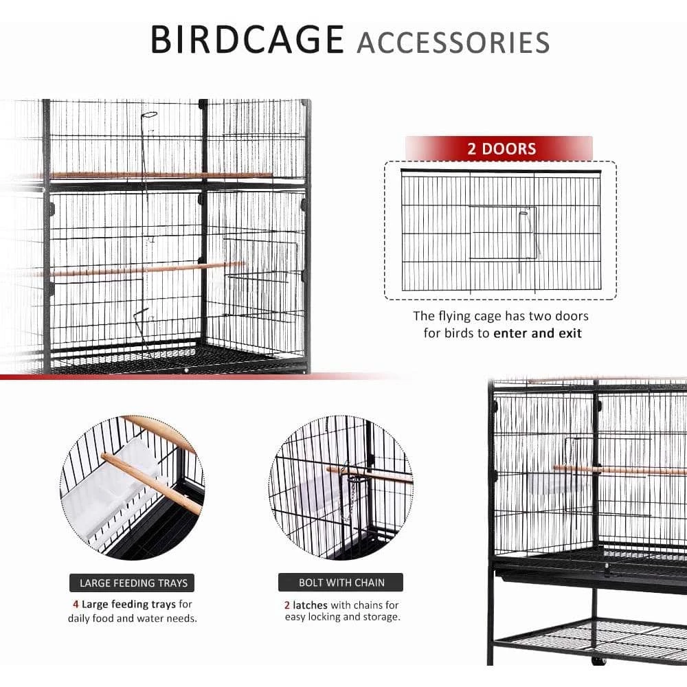 53 in. Wrought Iron Large Bird Cage with Rolling Stand by VIVOHOME 3 53 in. Wrought Iron Large Bird Cage with Rolling Stand by VIVOHOME - Image 3