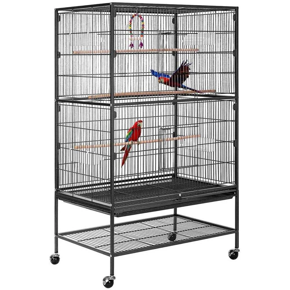 53 in. Wrought Iron Large Bird Cage with Rolling Stand by VIVOHOME 1 53 in. Wrought Iron Large Bird Cage with Rolling Stand by VIVOHOME
