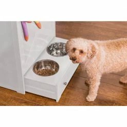 6-Cup MDF with Stainless Steel Bowls Windsor Pet Feeder Station in White by zoovilla -Cheap Bird & Wildlife Supplies Store zoovilla elevated dog feeders ptf0071720110 76 1000