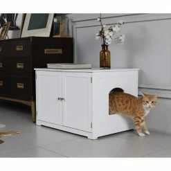 White Kitty Loo Litter Bench Box Cover by zoovilla -Cheap Bird & Wildlife Supplies Store zoovilla litter boxes houses pth1051720100 1f 1000